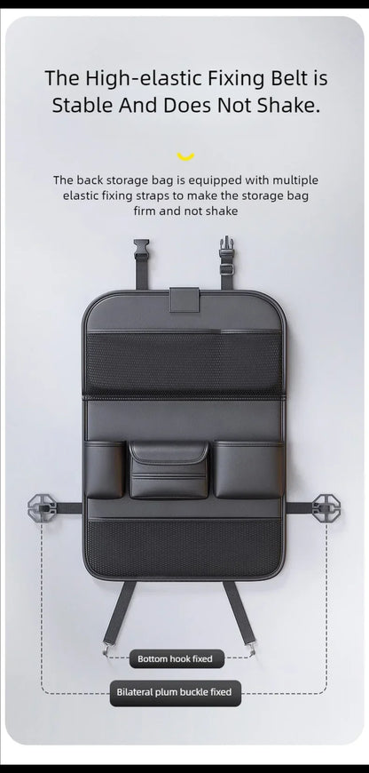 Car Seat Back Storage Bag Large Capacity Multi-Pocket Backseat Organizer Foldable Dining Table Tablet Tray Hanging Bag