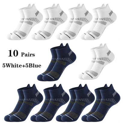 10 Pairs Running Ankle Socks Men Cotton Breathable Soft Short Socks Casual Black White Athletic Fitness Sport Socks