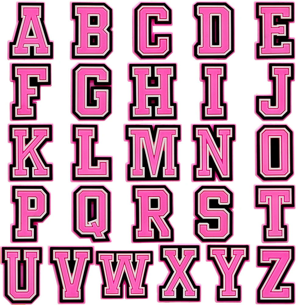 1/50PCS Pink Style Alphabet Women Shoe Charms Accessories Pins for Clog Fashion Women Shoe Buckle Decorations Tote Bag Pendant