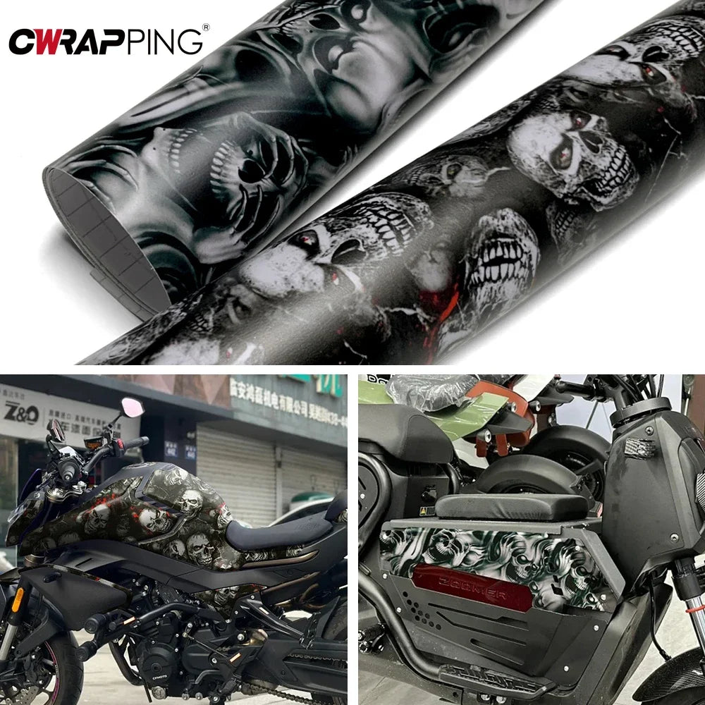 Wrapping Foil Car Tuning Stickers Waterproof Wrap Car Vinyl for Motorcycle Skull Film Auto Outdoor Accessories Body Covering