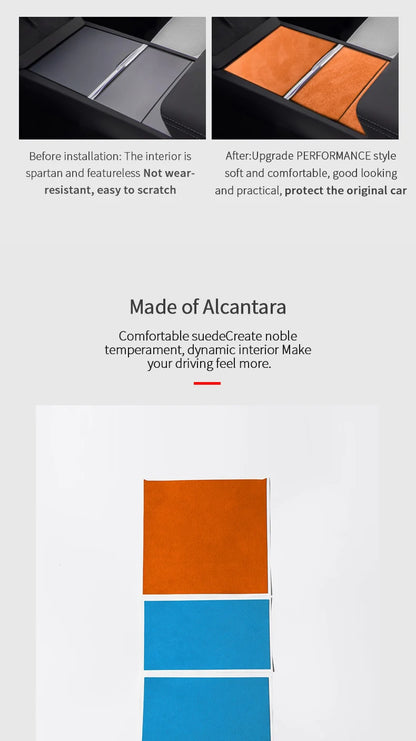 For Tesla Model 3 (2024-) Model Y(2025-) Center Console Panel Trim Sticker Anti Scratch Car Interior Accessory Made of Alcantara