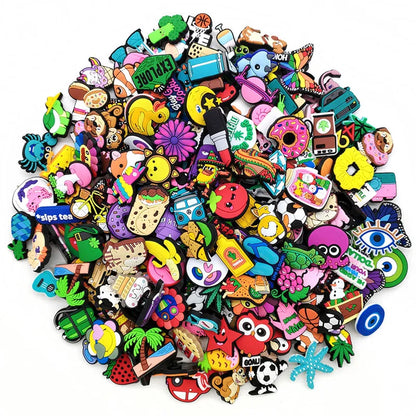 20/50/100/200/500 Pcs Random Cartoon Shoe Charms For Clogs Bubble Slides Sandals PVC Shoe Decorations Accessories For Teens Gift