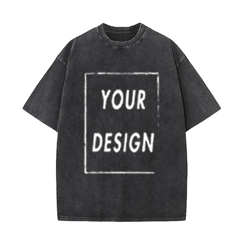 Men's and Women's Cotton Washed T-Shirt Custom Printed T-Shirt 230G Top DIY Your Favorite Pattern or Logo Fashionable Custom Top