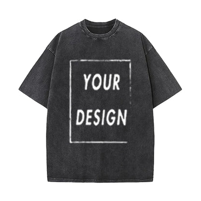 Men's and Women's Cotton Washed T-Shirt Custom Printed T-Shirt 230G Top DIY Your Favorite Pattern or Logo Fashionable Custom Top