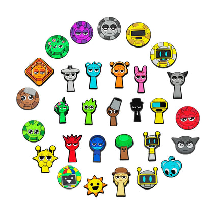 1-100PCS Sprunki Plush Game Shoe Charms Cute Cartoon Sandals Accessories DIY Clogs Shoe Decorations Boy Kids Gift
