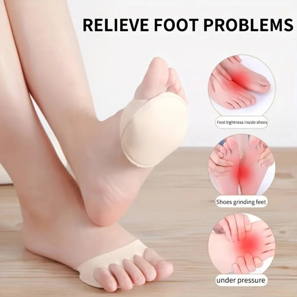 10PCS Foot Pad High Heel Forefoot Pad, Soft Invisible Metatarsal Support, Non-Slip and Anti-Foaming Insole Comfortable Care Tool