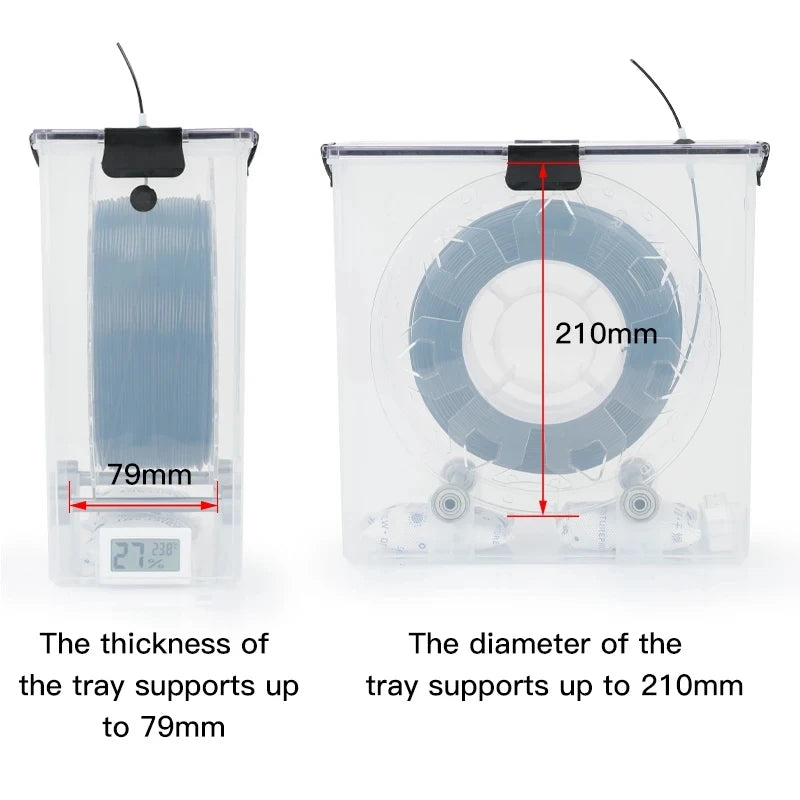 3D Printer Parts Filament Dryer Box Airtight Moisture-Proof Real-Time Monitoring Tool Storage Box Holder