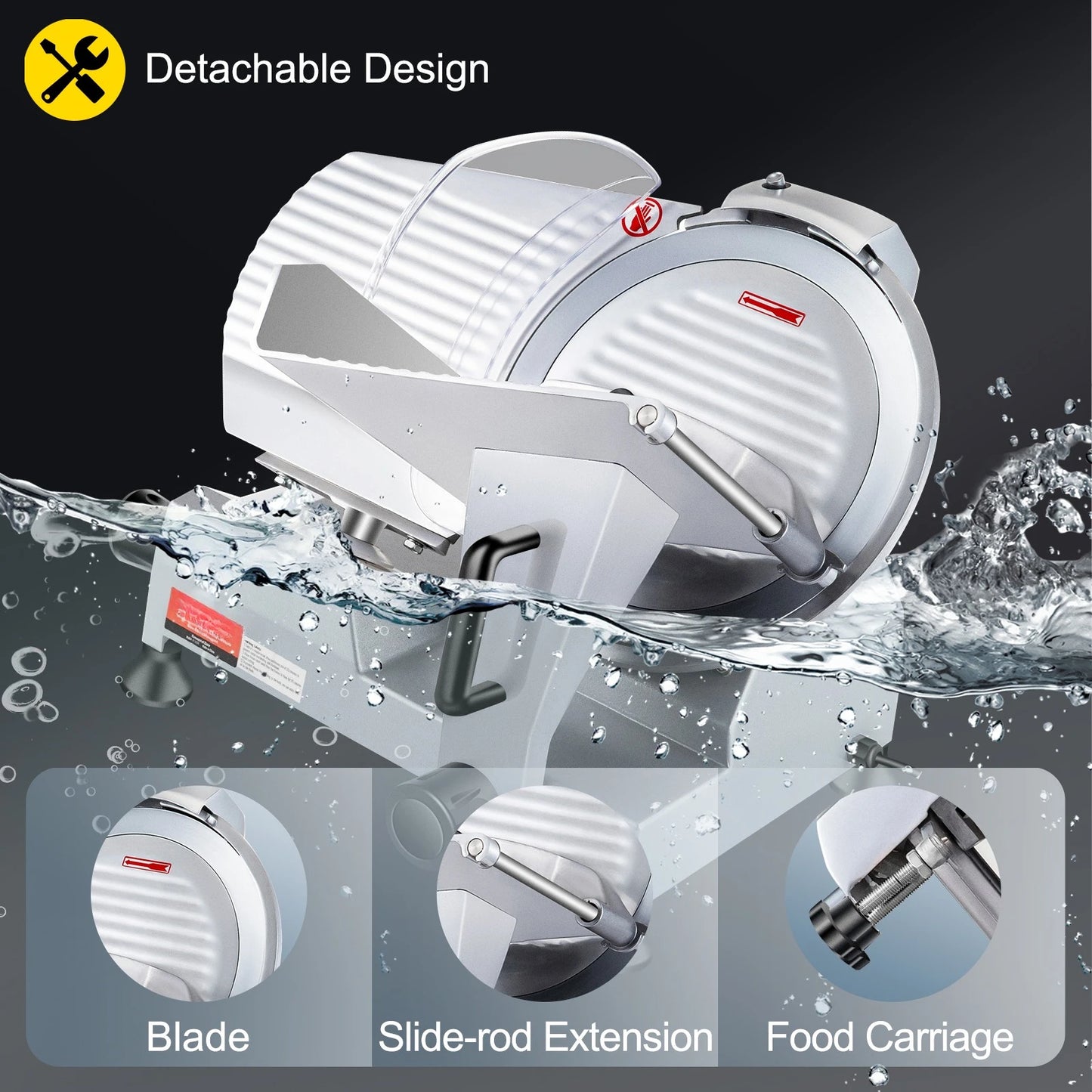 Commercial Meat Slicer Electric Deli Food Slicer 10" Carbon Steel Blade Electric Food Slicer 350-400RPM