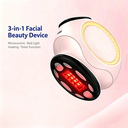 Facial Skin Tightening Device EMS Microcurrent Red Light Heating Vibration Anti-Wrinkle Face Beauty Machine Rechargeable