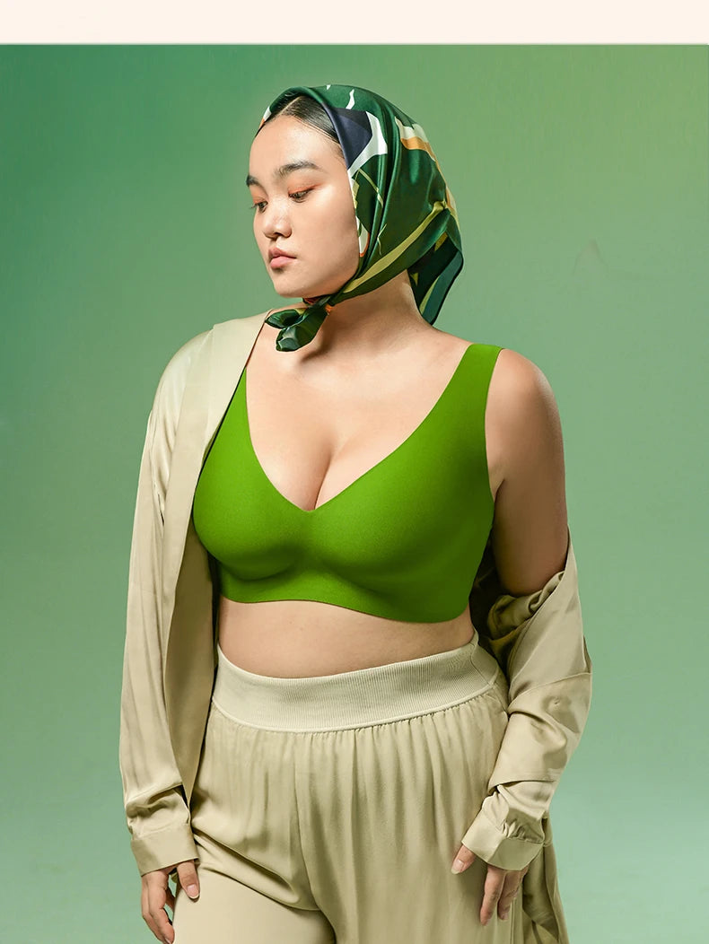 SUJIIN Plus Size Seamless Bra Sets for Women 2025 Push Up Wireless Minimizer Bras Lady Anti-sagging Bralettes for Large Breasts