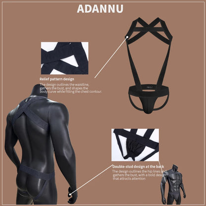 Men's Harness Straps Sexy Body Bondage Bra Underwear Nightclub Erotic Costume Hollow Out Performance Tank Top Clothing Corset