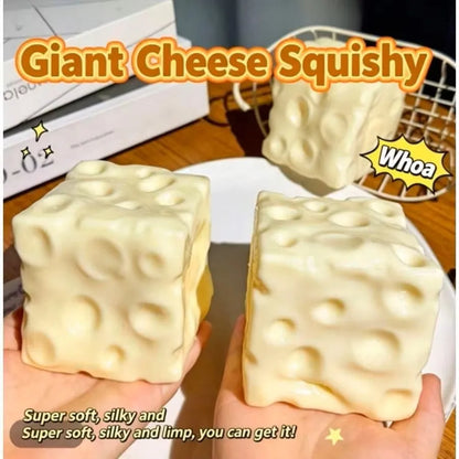 Giant Cheese Squishy Toy, Jumbo Soft Cheese Squeeze Toy, Slow Rebound Cheese Squishy, Stress Relief Ball for Adults, Gift Idea