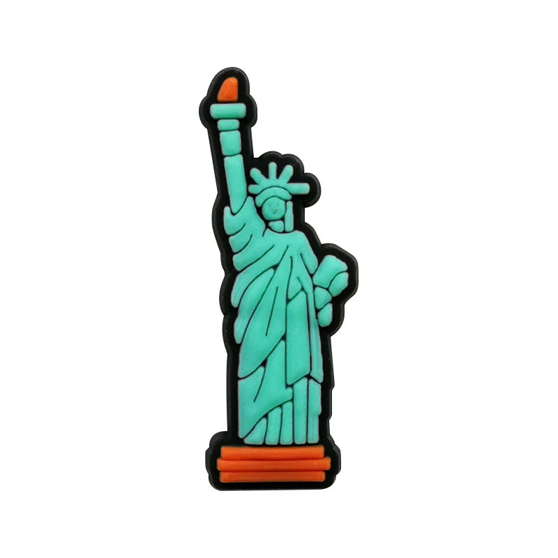 1/25PCS American Culture & Sports Theme Shoe Charms DIY Decorative Pins Eagle Statue of Liberty Clogs Accessories Shoe Buckles