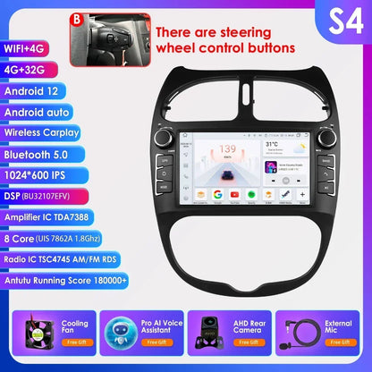 Android 14 Car radio for PEUGEOT 206 206CC 206SW 2000-2005 2006 2007 2008 Multimedia player GPS navi Video 7862 2din Autoradio