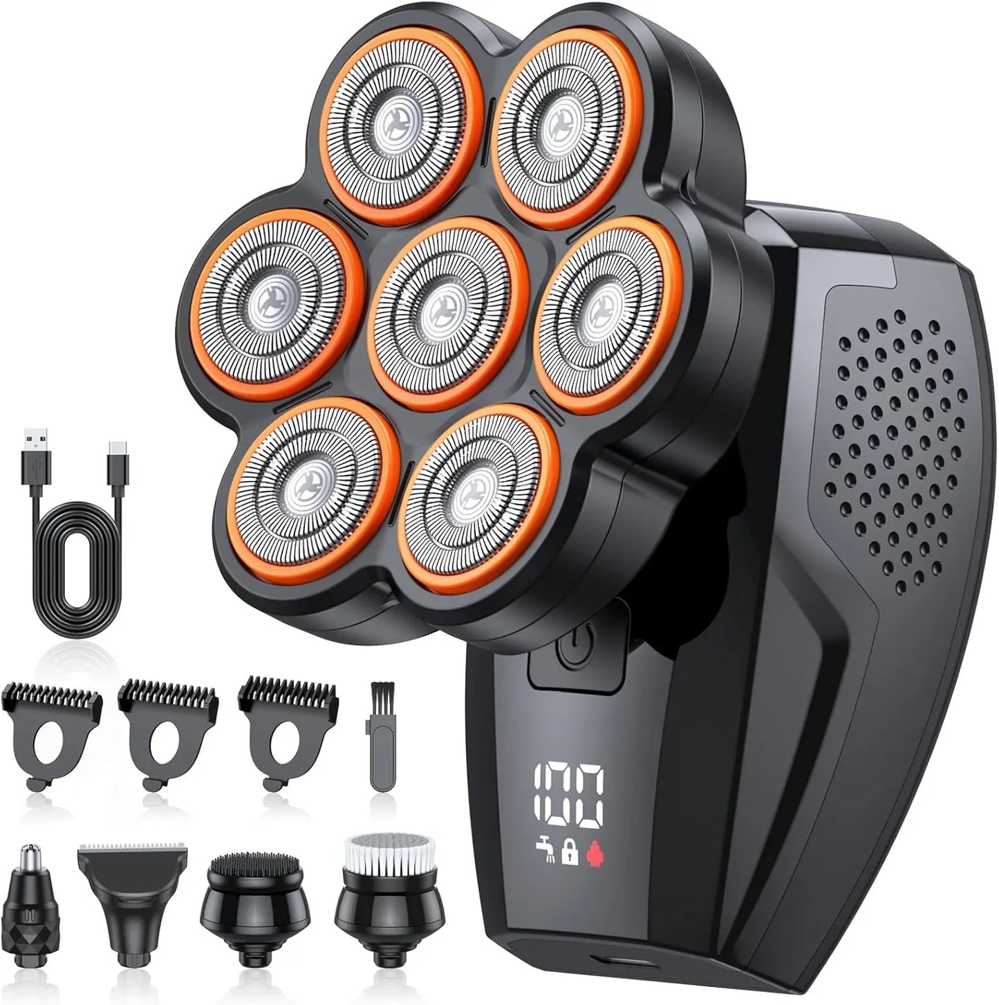 Sweker 5 in 1 Head Shavers for Bald Men 7D Electric Razor LED Display IPX8 Wet/Dry Use Type-C Charge Shaving Grooming Kit