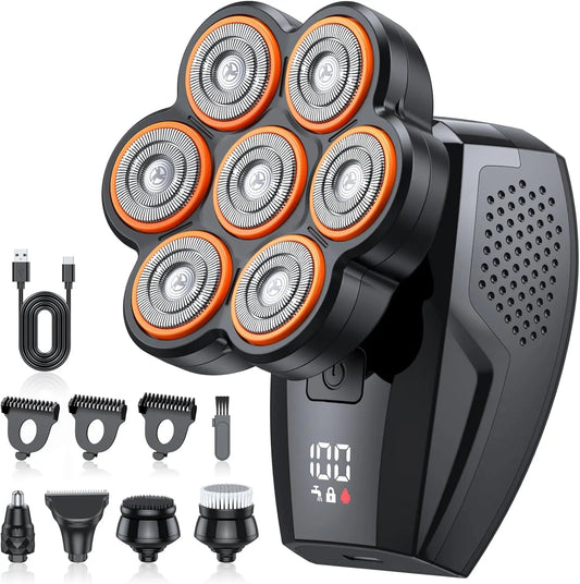 Sweker 5 in 1 Head Shavers for Bald Men 7D Electric Razor LED Display IPX8 Wet/Dry Use Type-C Charge Shaving Grooming Kit