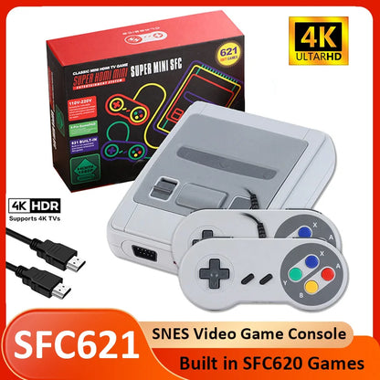 SFC621 Mini Retro Video Game Console 4K HDMI For SNES Home Came Console Built in SFC620 Game with wired Gamepad for Kids Gifts