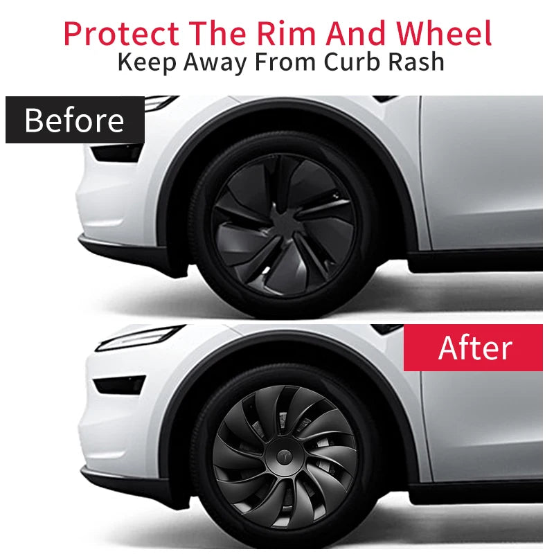 4PCS 19inch Asymmetrical Wheel Cap for Model Y Juniper 2025-2026 Cyclone Car Cap Automobile Wheel Cap Design for Tesla Hubcaps