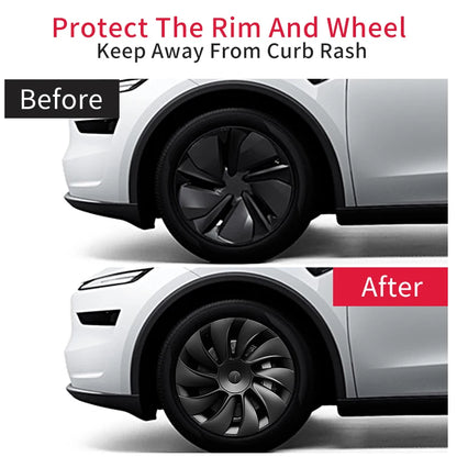 4PCS 19inch Asymmetrical Wheel Cap for Model Y Juniper 2025-2026 Cyclone Car Cap Automobile Wheel Cap Design for Tesla Hubcaps