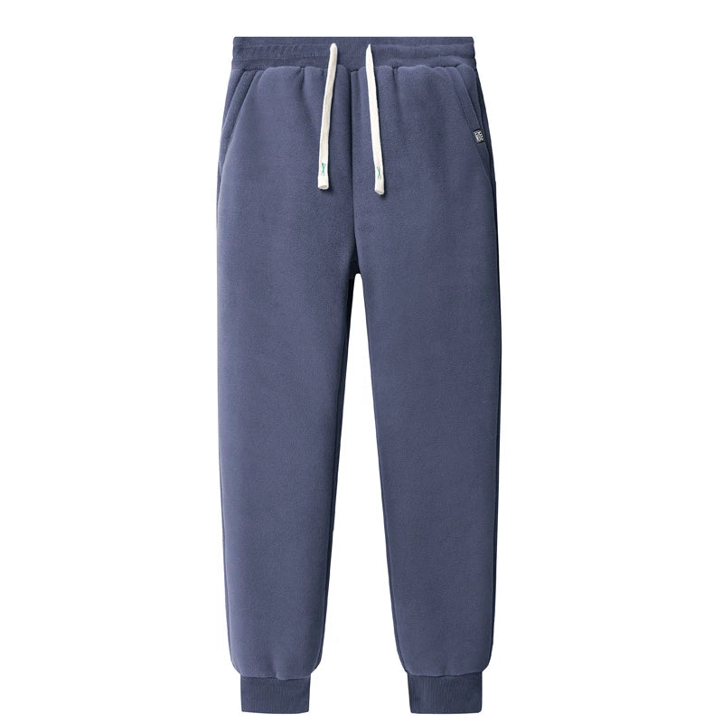 L-8XL Large Size Down Pants Men's Winter Polar Fleece Thick Casual Pants Big Size Plus Velvet Warm Solid Color Black Sweatpants