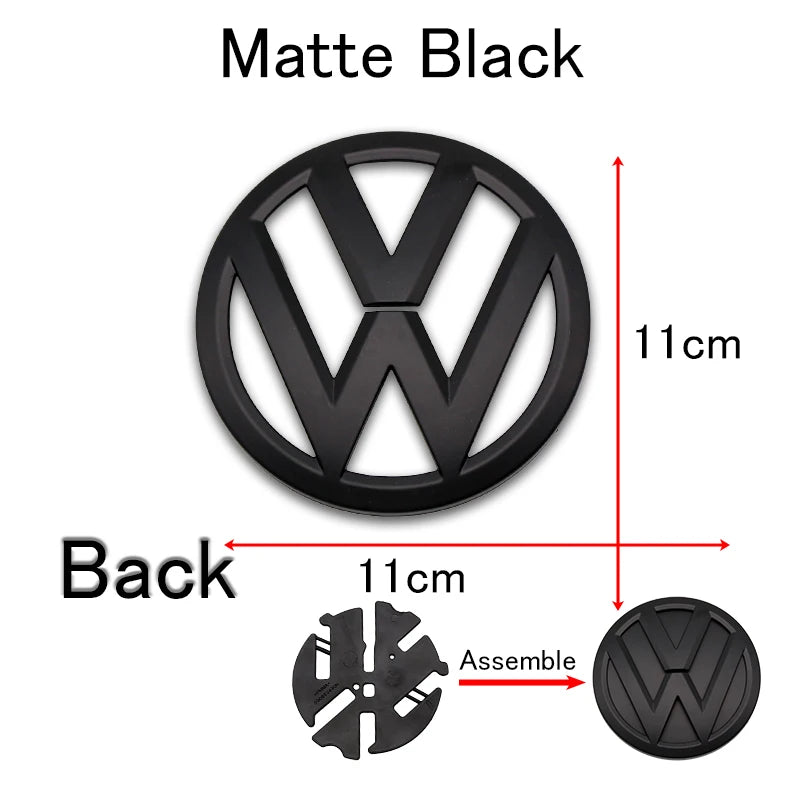 1Pc For Volkswagen Polo Car Emblem Logo With VW Polo 2014 2015 2016 2017 2018 Car Logo 122mm Front Bonnet Hood 110mm Rear Trunk