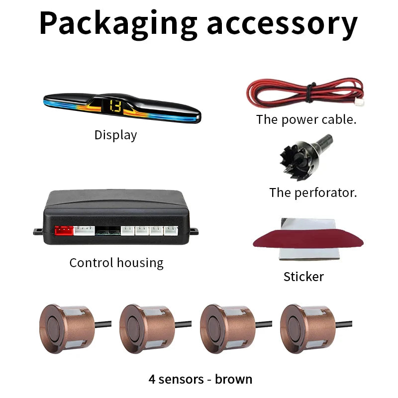 Source Factory 4-Probe Parking Sensor System 22mm 12V Voice Prompt Waterproof Reversing Radar Car Parking Assistance Kit