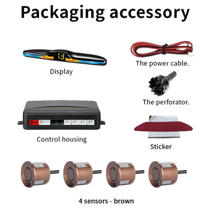 Source Factory 4-Probe Parking Sensor System 22mm 12V Voice Prompt Waterproof Reversing Radar Car Parking Assistance Kit
