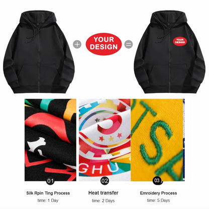 Customize Your Logo Zipper Sweatshirt For Men And Women Loose Casual Fashionable Long Sleeved Sportswear Personalized Embroidery