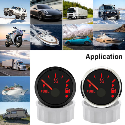 ELING 52mm Fuel Level Meter Indicator Gauge 0-190ohm 240-33ohm Signal with Alarm with Backlight 12V 24Volts Waterproof for Car