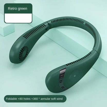 Portable Neck Fan Foldable Small Cooling Fan Air Conditioner Rechargeable USB Bladeless Neck Fan Personal Wearable Cooler