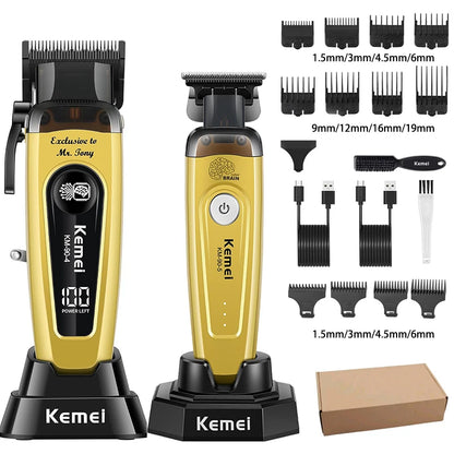 Professional Hair Clipper KM-90-5,KM-90-4 Electric Hair Trimmer Set For Men Rechargeable Cordless Haircut Machine for Barber