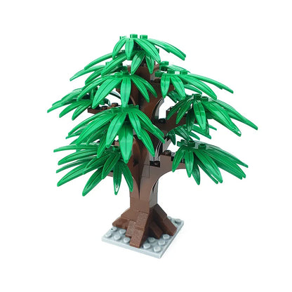 MOC Plant & Tree Parts: Green Grass, Pine Trees, Leaf Flowers & City Building Bricks Accessories - Assemble Blocks Kit
