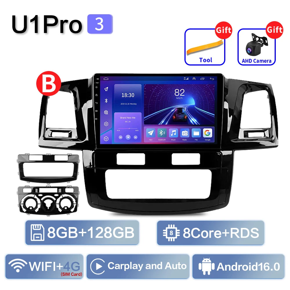 For Toyota Fortuner HILUX Revo Vigo 2007-2015 Multimedia Video Player Stereo GPS Android 16 2din Carplay Car Radio