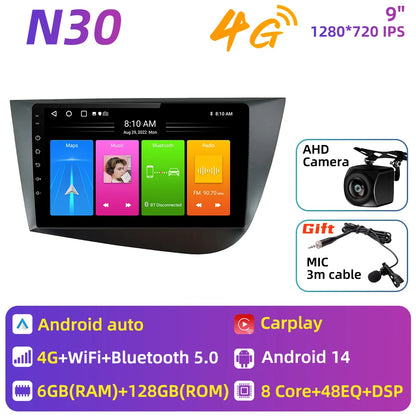 Carplay For Seat Leon 2 MK 2 2005 - 2012 Car Radio Car Multimedia Player Android Auto GPS Navigation Head Unit Stereo 2 Din 4G