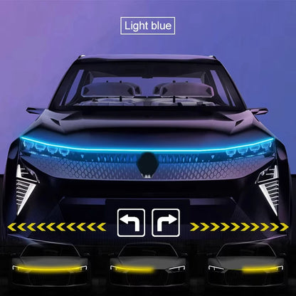 New LED Car Hood Decorative Light Strip Start Scan Dynamic Ambient Light Car Daytime Running Light DRL With Turn Signal Lamp 12V