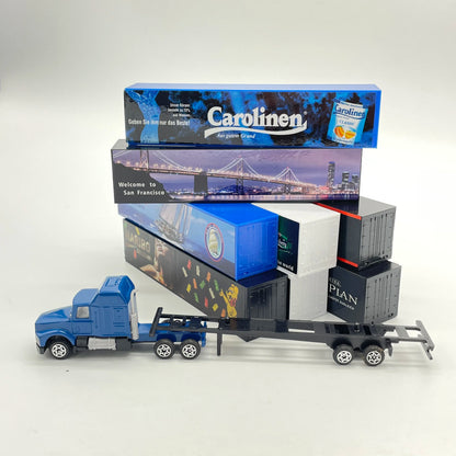 2Pcs HO Scale 1:87 Truck Container Model ABS Trailing Truck Sand Table Scene Layout Vehicle Diorama kits Random Colors