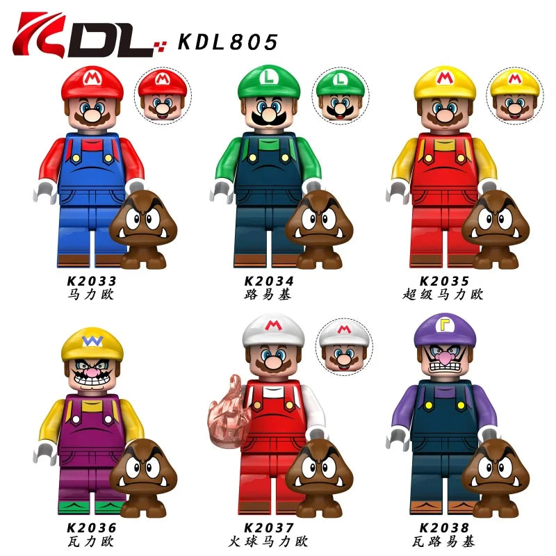 In-Stock Cute Cartoon  Luigi Building Block Figures Desktop Ornaments  Ideal For Anime Fans Collection