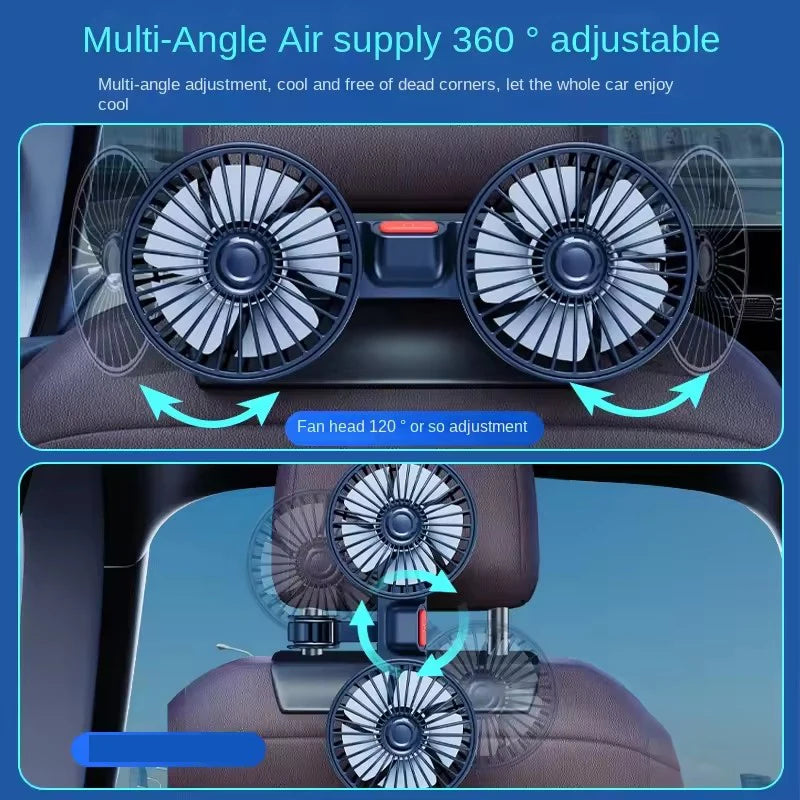 Double-Head Usb Electrical Car Fan Car Supplies360° Rotatable Portable Auto Cooling Fan 2-Speed Strong Wind Dashb