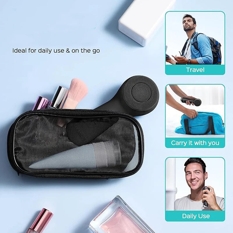 360 ° rotating facial cleaner, silicone facial cleansing brush with dual modes of rotation and vibration, blackhead cleaner
