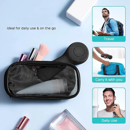 360 ° rotating facial cleaner, silicone facial cleansing brush with dual modes of rotation and vibration, blackhead cleaner