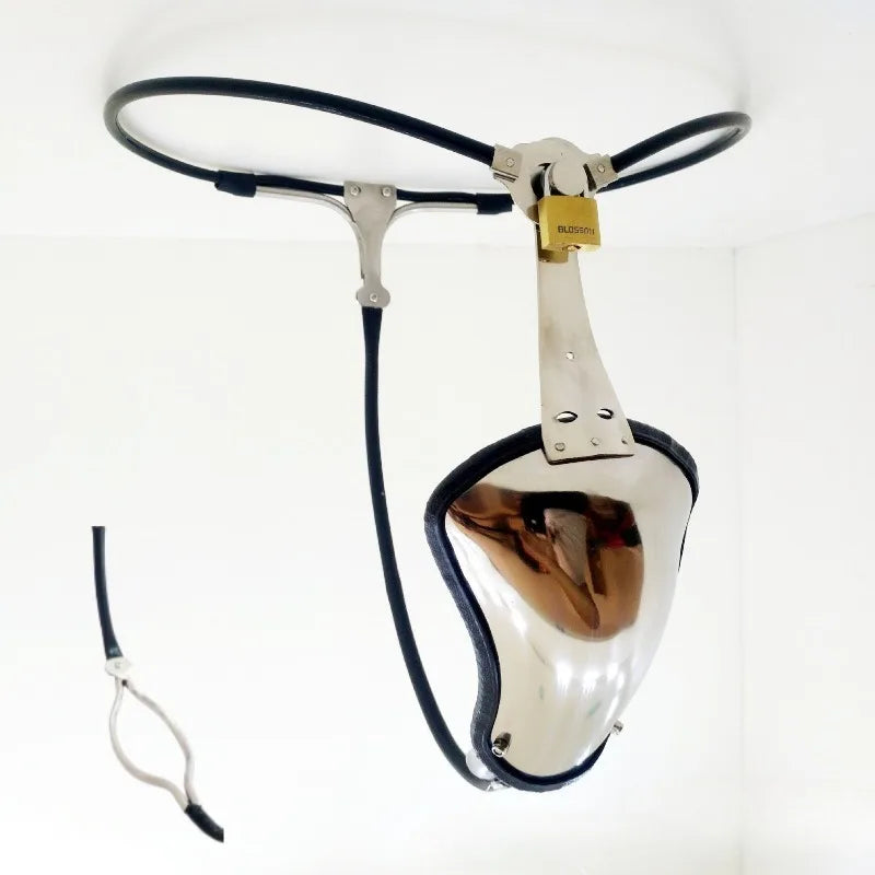 Stainless Steel Male Chastity Belt Device with Butt Open Invisible Cock Penis Cage Adjustable Waist Lock BDSM Bondage Sex Toys