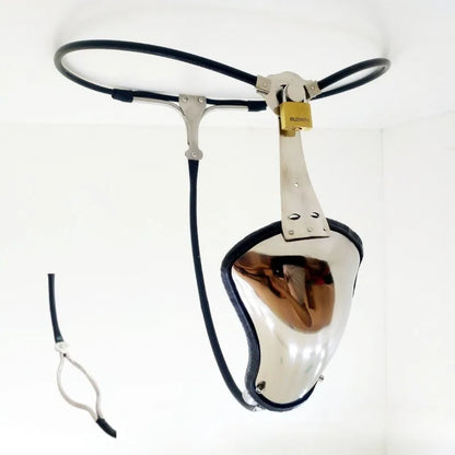 Stainless Steel Male Chastity Belt Device with Butt Open Invisible Cock Penis Cage Adjustable Waist Lock BDSM Bondage Sex Toys