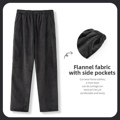 Men's Winter Thickened Fleece Coral Velvet Home Clothes Pants Plaid Patterned Home Pants Warm Comfortable mid Waist Elastic