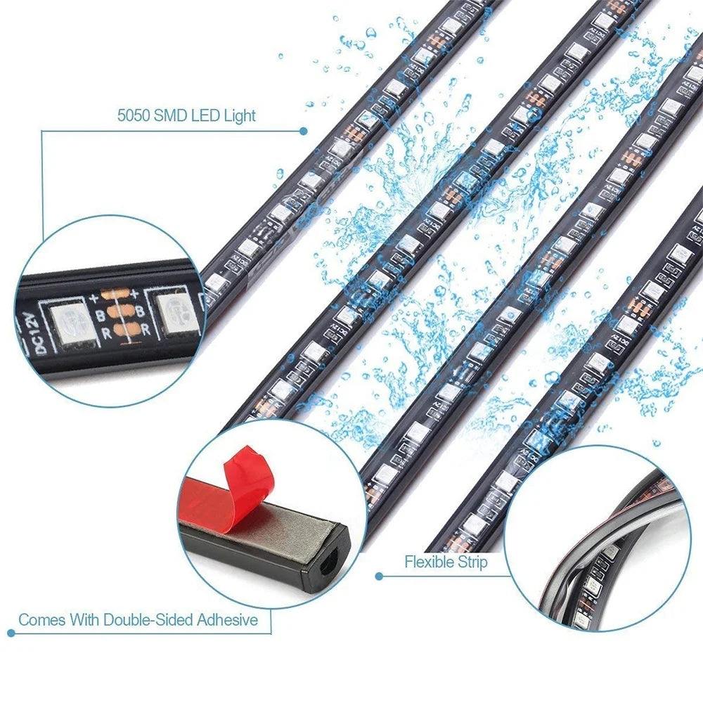 Neon LED Car Bottom Underglow Strip Lights Bar with Remote APP 16 Million Color Music DIY RGB Exterior Underbody Light 120x150cm