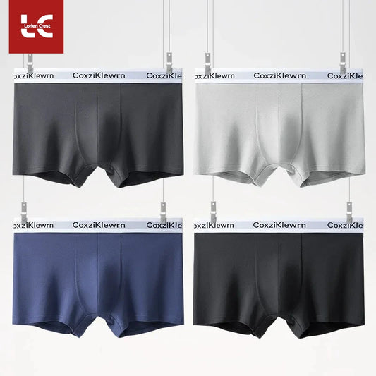 4PCS【LORIEN CREST】New Men's Underwear Pure Cotton Soft Breathable Fashion Solid Color U Convex Comfortable boxer for male
