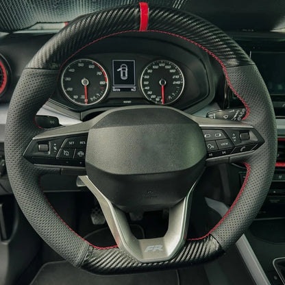 Nappa Leather Hand Stitched Steering Wheel Cover for Seat Leon Ibiza Fr Seat Fr Sport Cupra Ateca 2021-2023 Year for Seat Arona