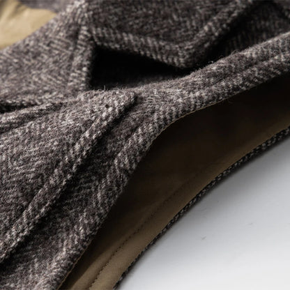 Amekaji Vintage Wool Waistcoat Men Winter New British Lapel Thick Double Layer Multi-pocket Suit Collar Vest Retro Cardigan Vest
