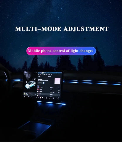 For Tesla Model 3 Model Y Car Ambient Light 60 Seconds Automatic OFF Module With USB Expansion Dock RGB APP Dashboard Lighting