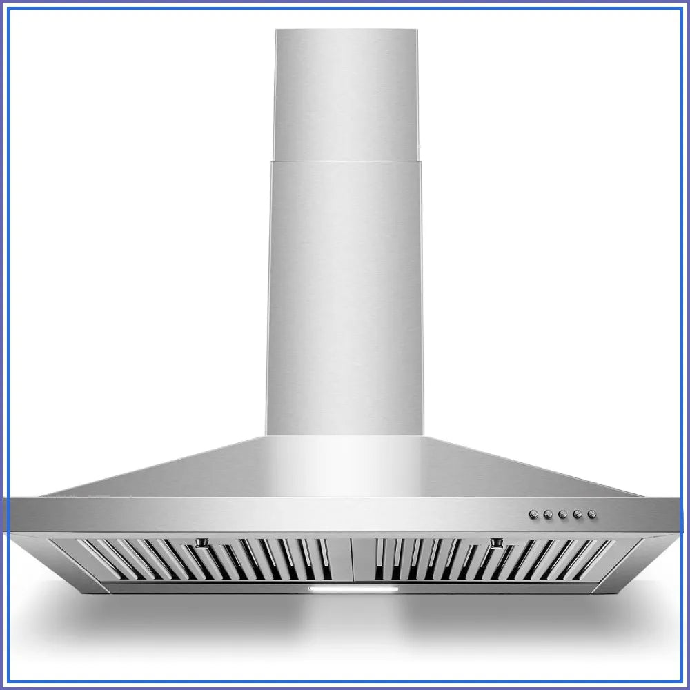 30 inch Wall Mount Range Hood, Ducted/Ductless Kitchen Hood, Stainless Steel, Baffle Filters, 3 Speed Fan, Push Button Control, LED Light