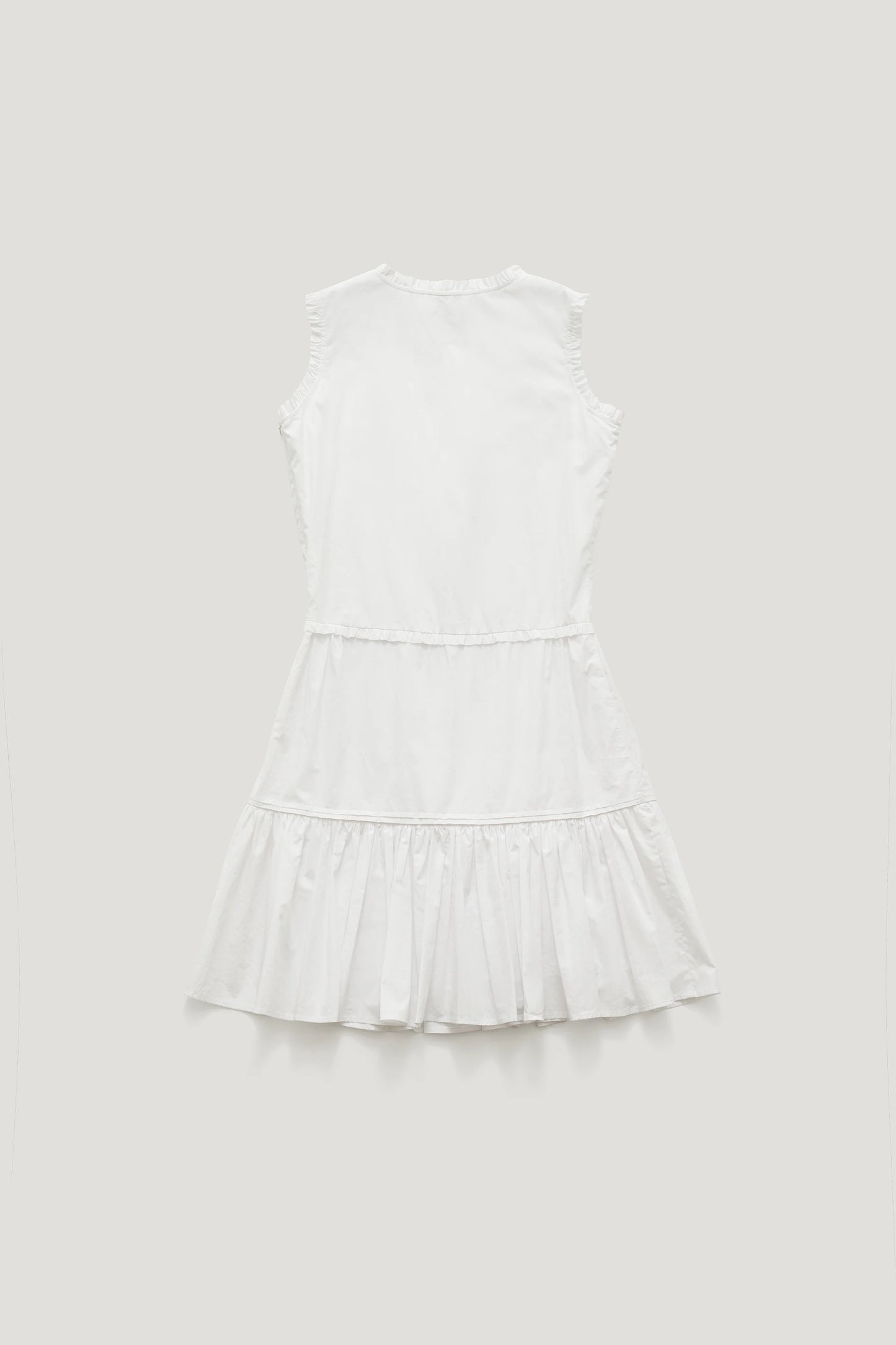 FARVEV Women's Casual Gored Skirt Dress V-neck Sleeveless Pleated Waist-cinched Midi Dress Cotton Spring Autumn Winter